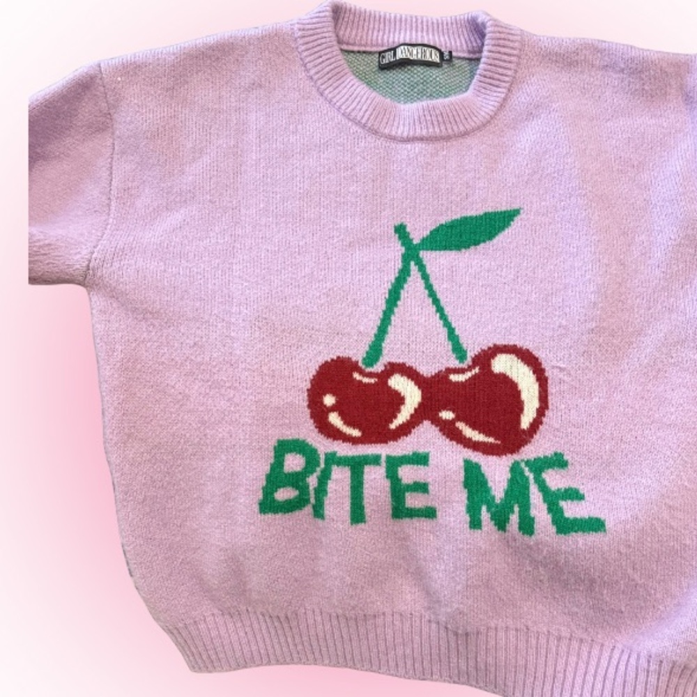 Playful Cherry Graphic Kids Sweater